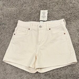 H&M High Waist Cream Shorts